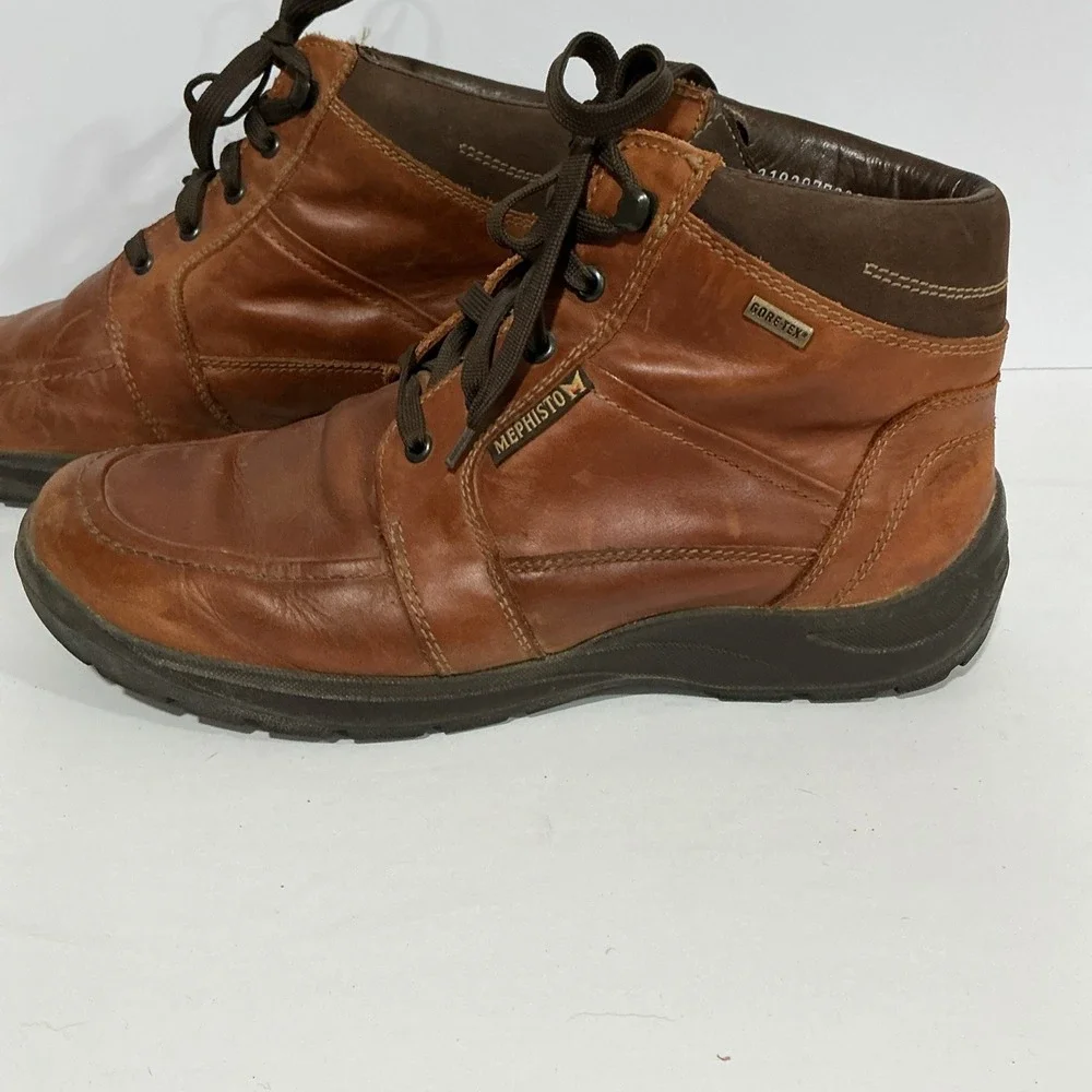 Mephisto Ankle Boot, Gore-Tex, Brown Leather, Men's 9, Air jet System, Hiking